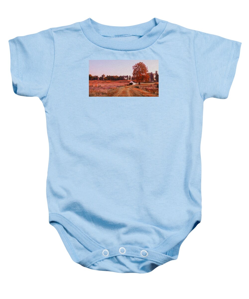 Valley Baby Onesie featuring the photograph Valley Forge Autumn Morning by Bill Cannon