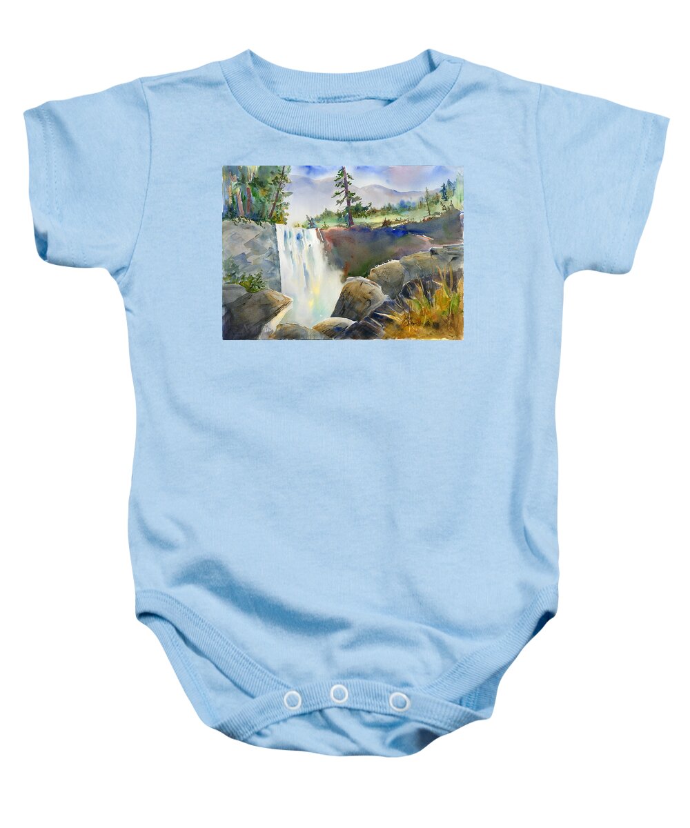 Vernal Falls Baby Onesie featuring the painting Vernal Falls by Joan Chlarson