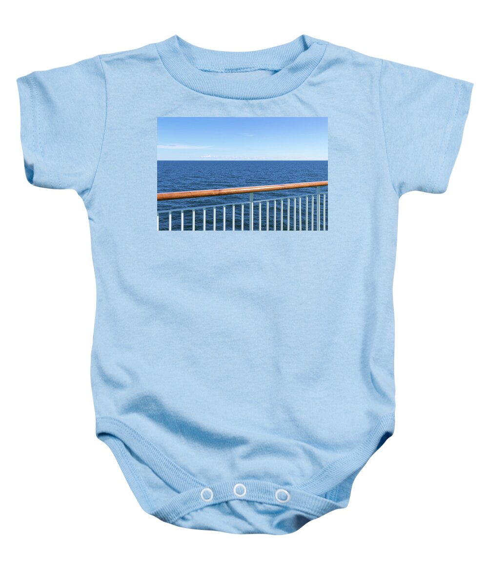 Sea Baby Onesie featuring the photograph View at the sea from passenger ship by GoodMood Art