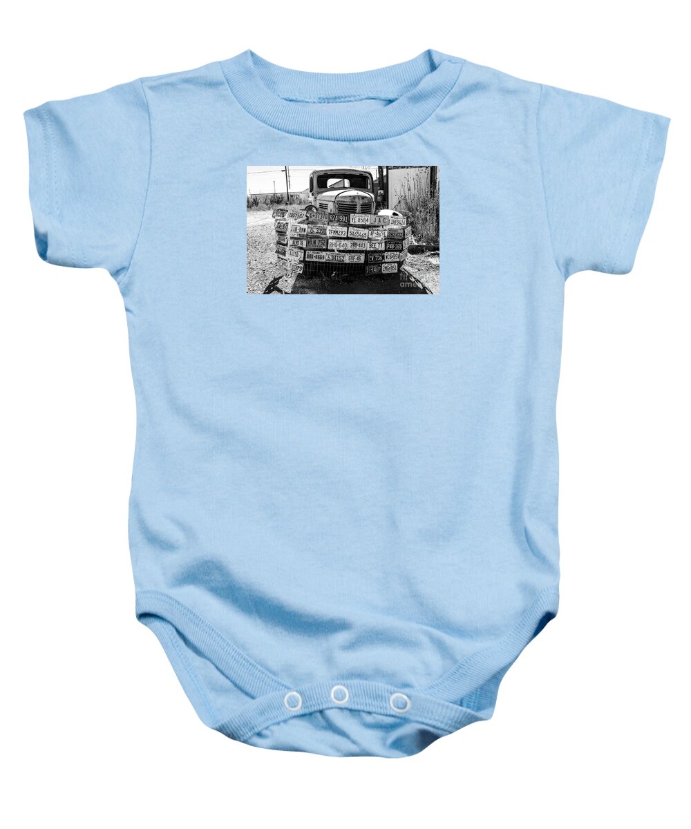 License Plates Baby Onesie featuring the photograph Vintage Plates by Anthony Sacco