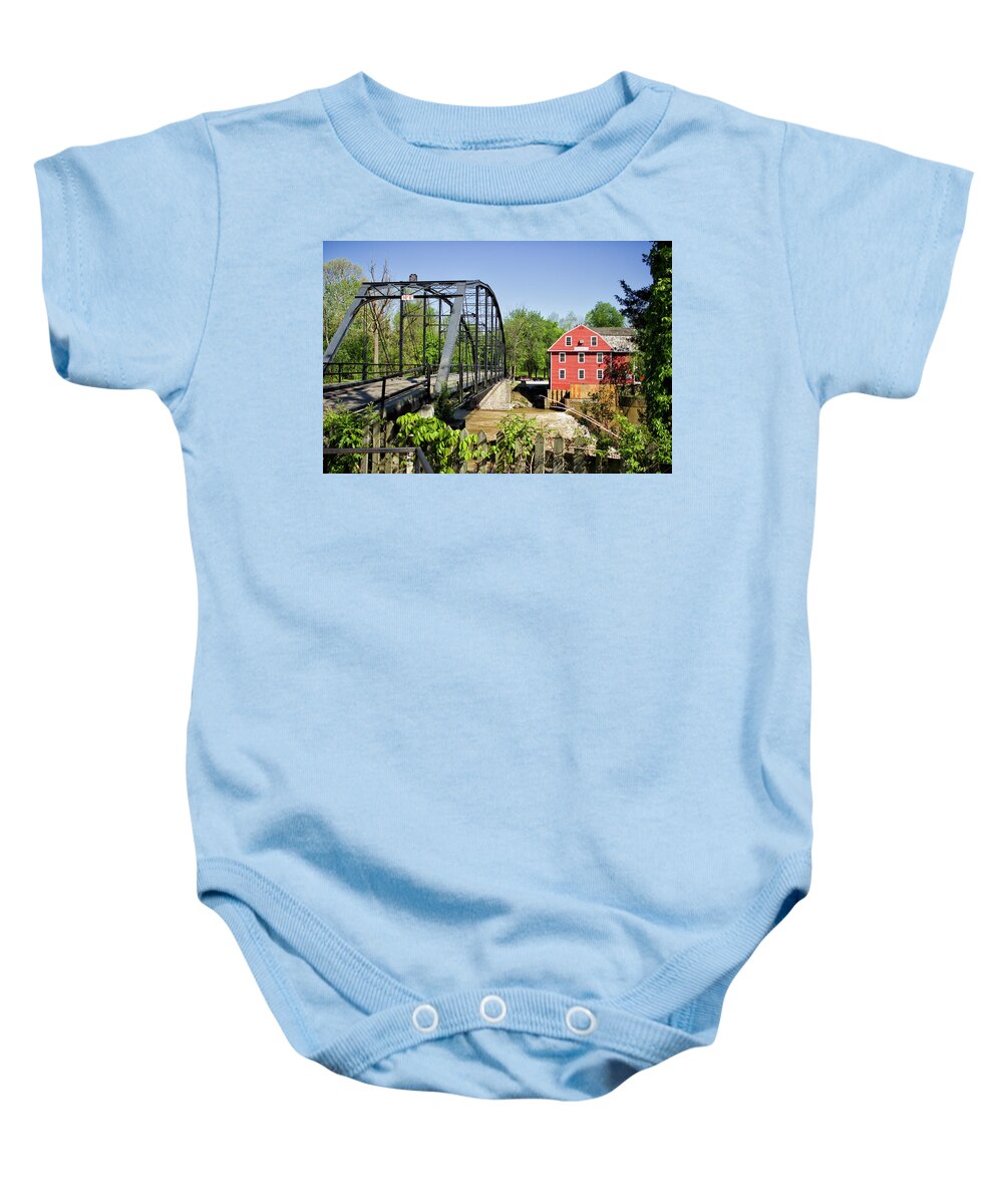 War Eagle Baby Onesie featuring the photograph War Eagle Mill by Tammy Chesney