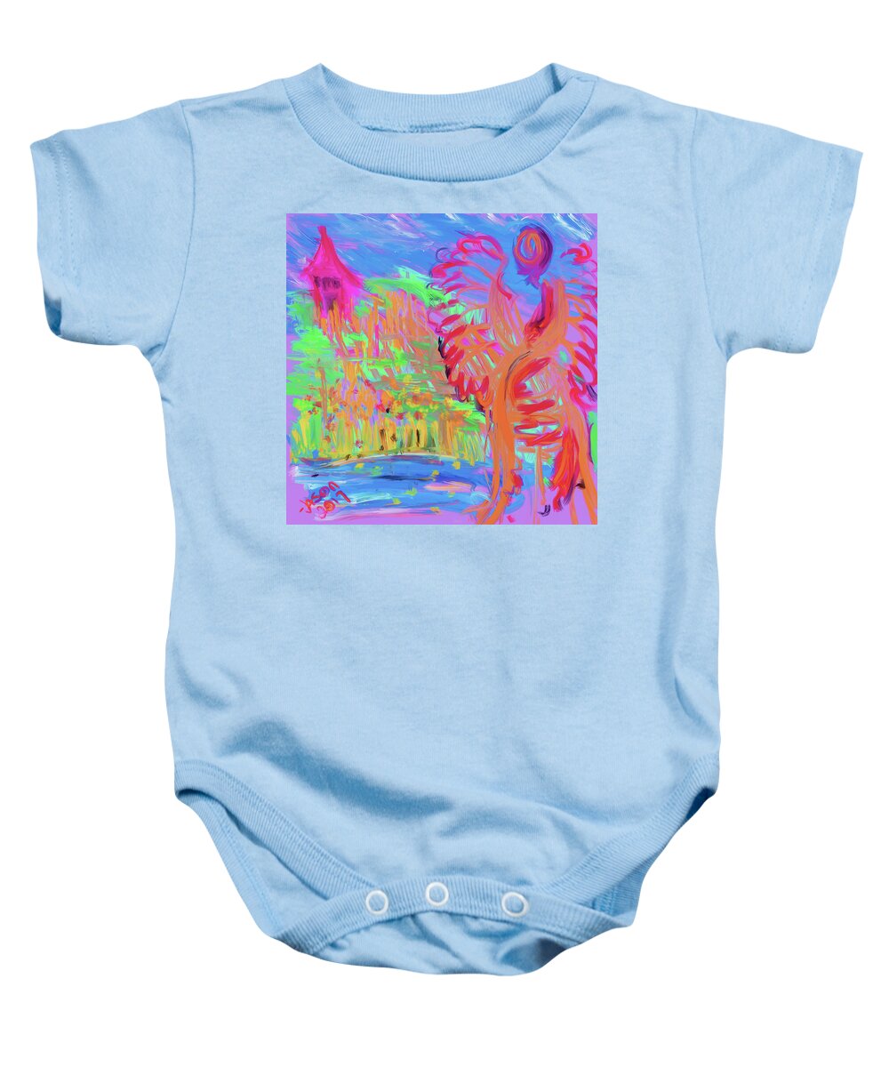 Angel Baby Onesie featuring the digital art Watching Over the Little Pink House by Jason Nicholas