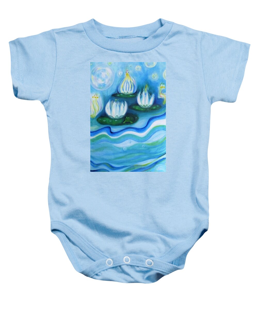 Water Baby Onesie featuring the painting Water Garden by Denise F Fulmer