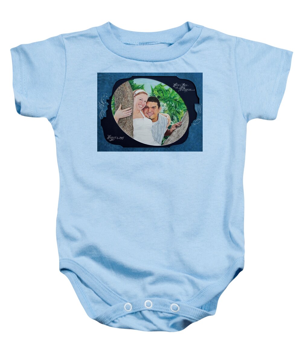 Portrait Baby Onesie featuring the pastel Wedded Bliss by Tess Lee Miller