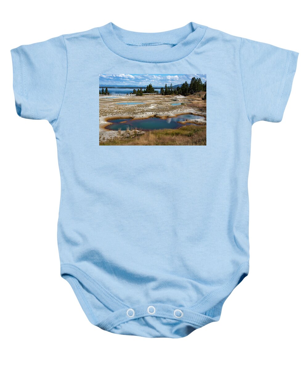 Geyser Baby Onesie featuring the photograph West Thumb Geyser Basin, Yellowstone by Aidan Moran