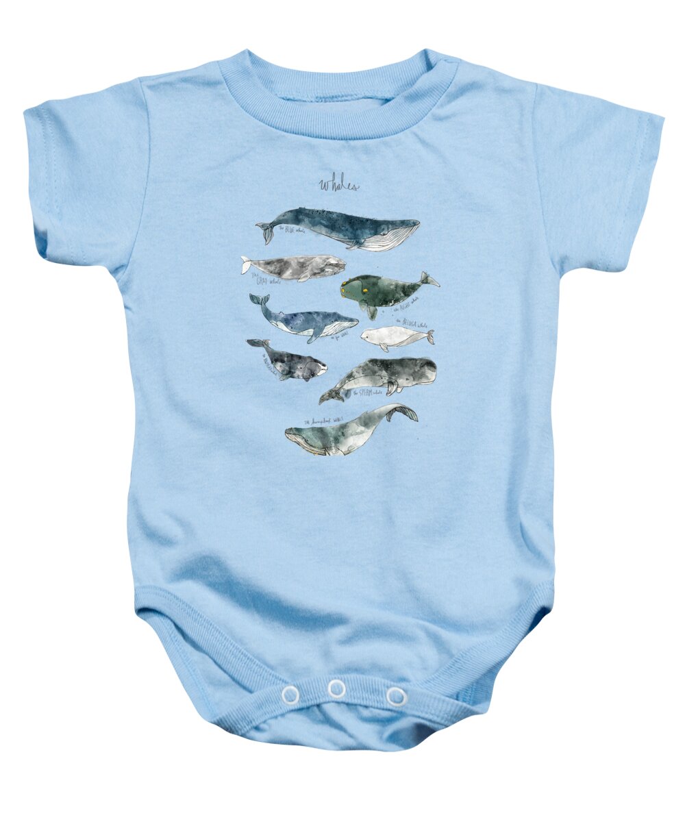 Whales Baby Onesie featuring the painting Whales by Amy Hamilton