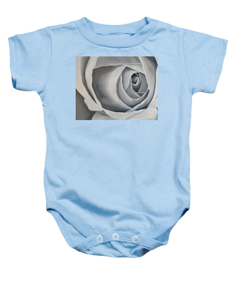 Rose Baby Onesie featuring the painting White Rose by Kevin Daly