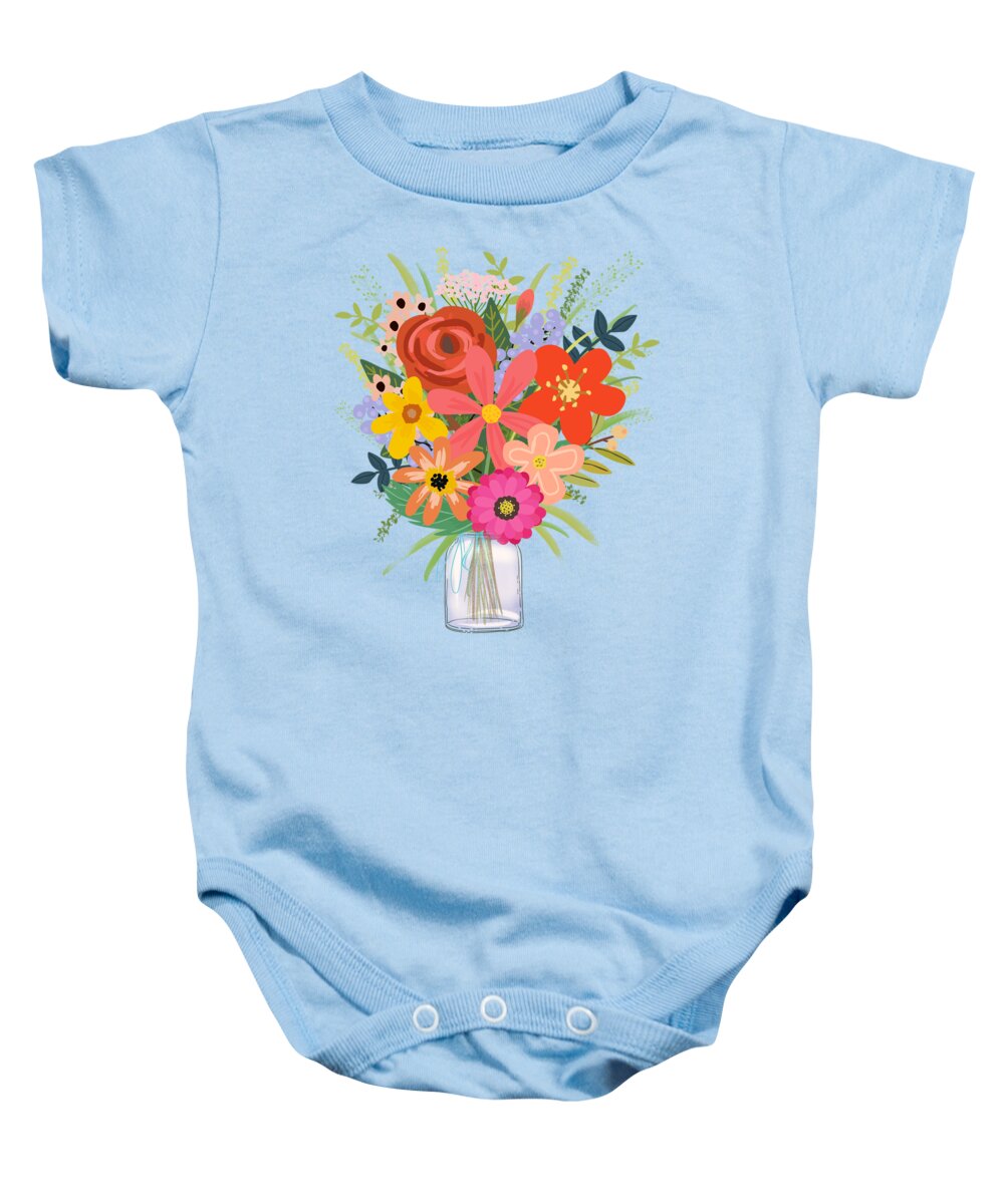 Wildflowers Baby Onesie featuring the painting Wildflower Bouquet by Little Bunny Sunshine