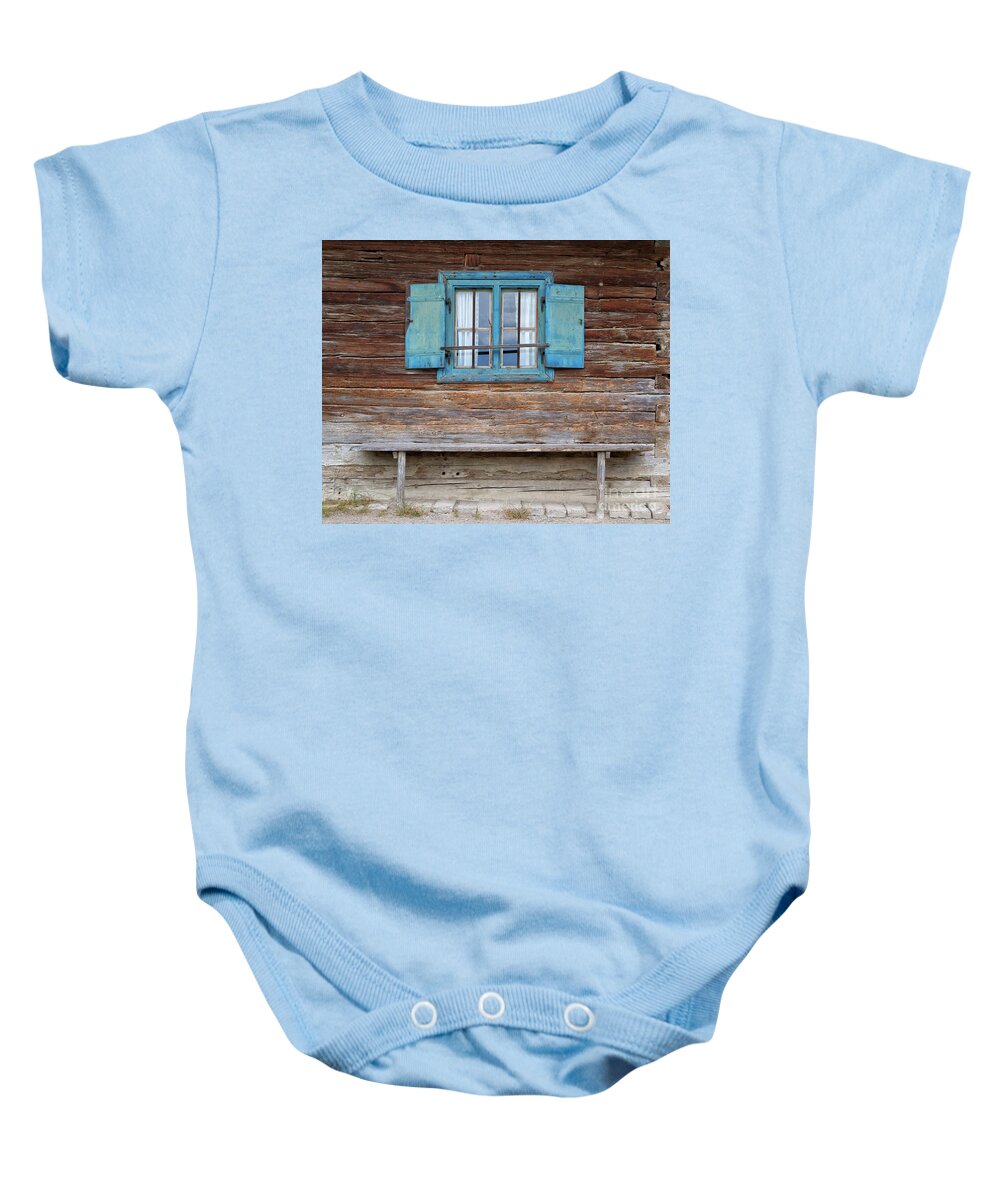 Window Baby Onesie featuring the photograph Window and Bench by Yair Karelic