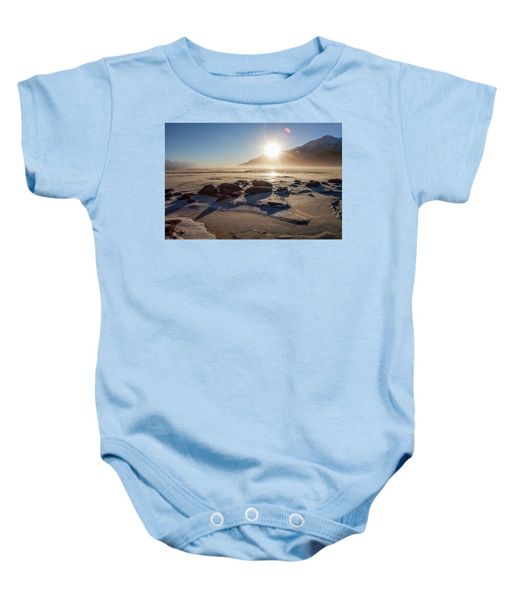 Chilkat River Baby Onesie featuring the photograph Windy Winter Sunset by Michele Cornelius