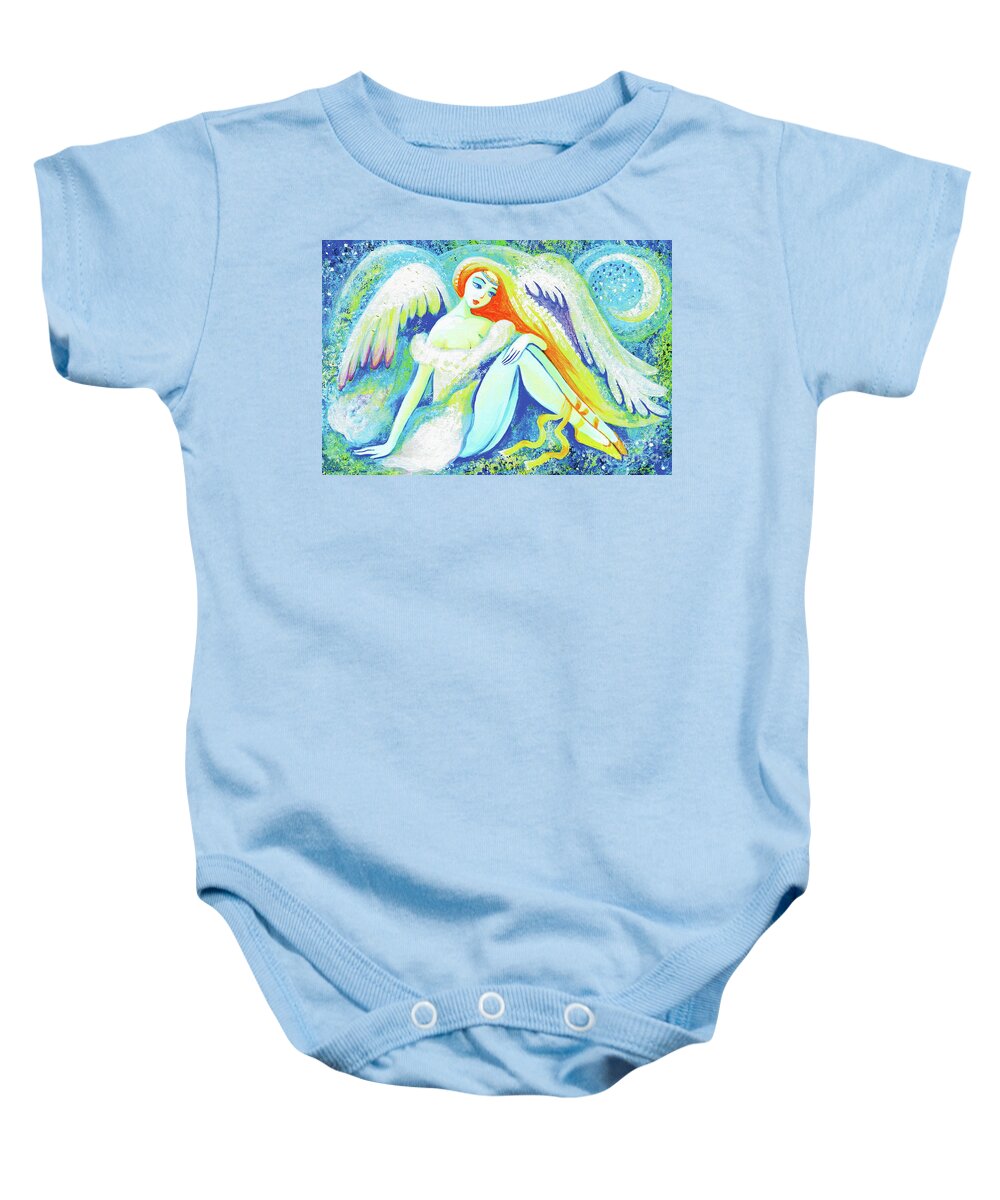 Angel Woman Baby Onesie featuring the painting Winter Angel by Eva Campbell