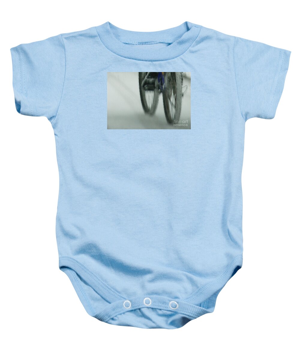 Bicycle Baby Onesie featuring the photograph Winter Ride by Linda Shafer