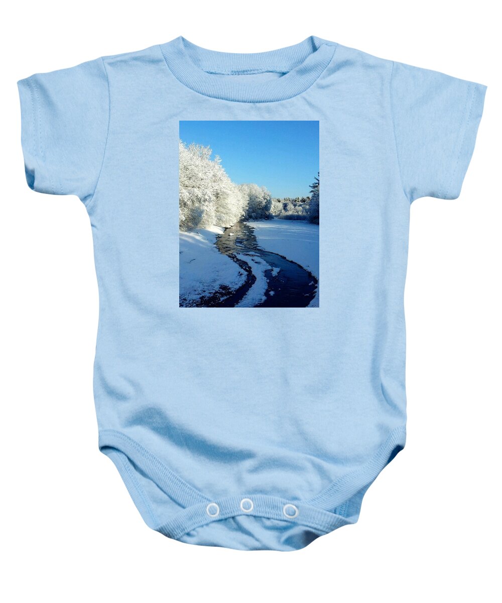 Winter Baby Onesie featuring the photograph Winter Stream by Dani McEvoy