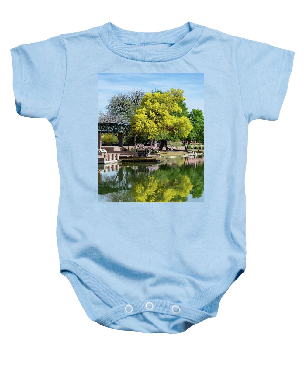 Water Baby Onesie featuring the photograph Yellow Reflection by Douglas Killourie
