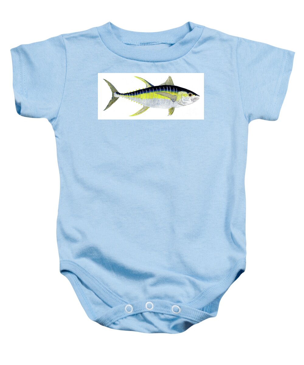 Tuna Baby Onesie featuring the painting Yellowfin Tuna by Thom Glace
