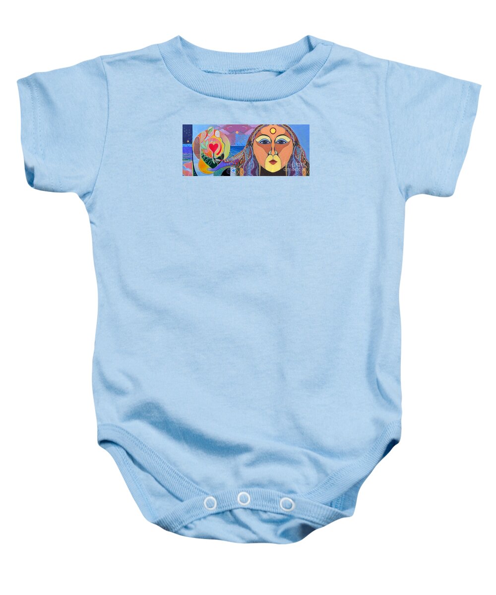Positive Influence Baby Onesie featuring the painting Yes We Can by Helena Tiainen