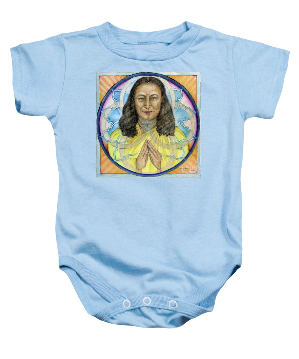Mandala Baby Onesie featuring the painting Yogananda by Jo Thomas Blaine