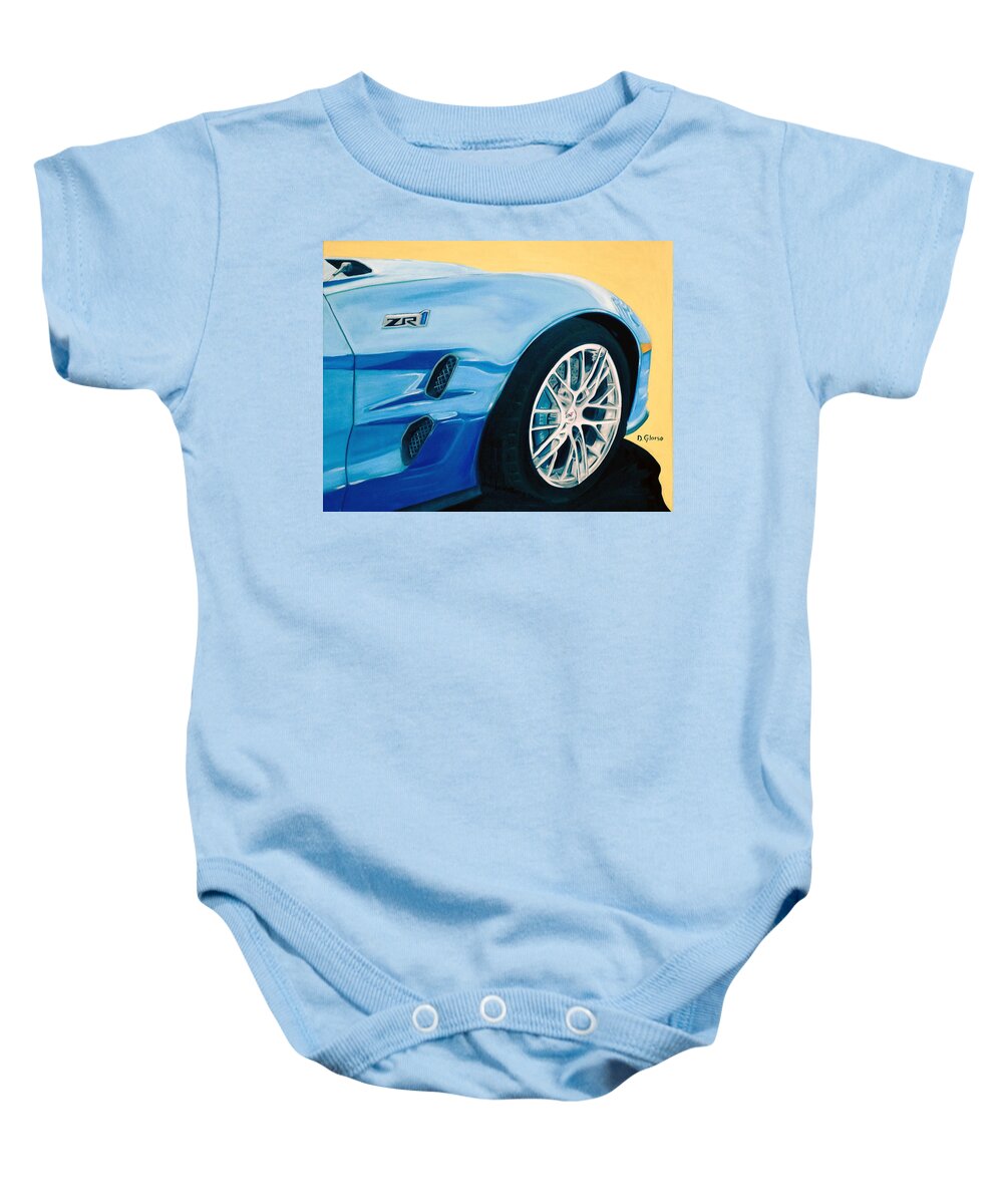 Cars Baby Onesie featuring the painting ZR1 Go Faster by Dean Glorso
