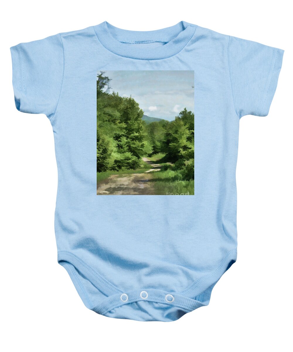 Road Baby Onesie featuring the photograph Going Down the Road #2 by Xine Segalas