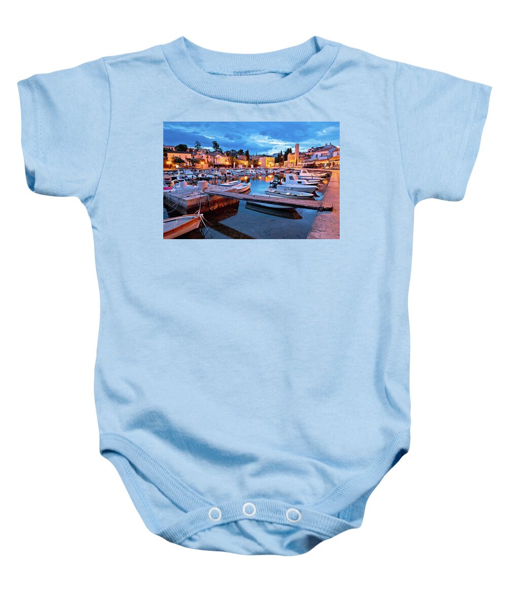 Malinska Baby Onesie featuring the photograph Malinska waterfront and harbor dawn view #1 by Brch Photography
