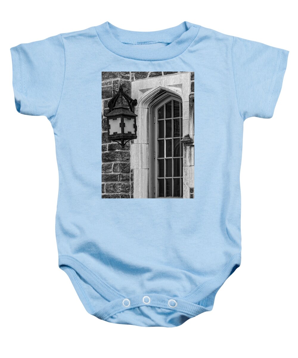 Princeton Baby Onesie featuring the photograph Princeton University Window and Lamp #1 by Susan Candelario