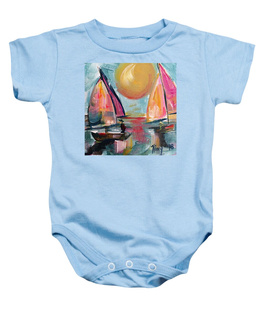 Harbor Baby Onesie featuring the painting Sail away with me by Roxy Rich