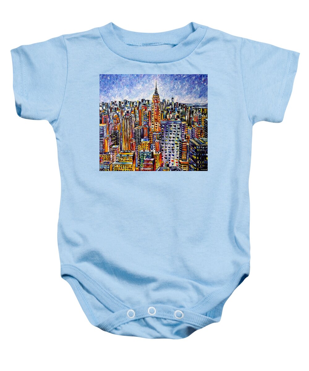 I Love New York Baby Onesie featuring the painting Above New York by Mirek Kuzniar