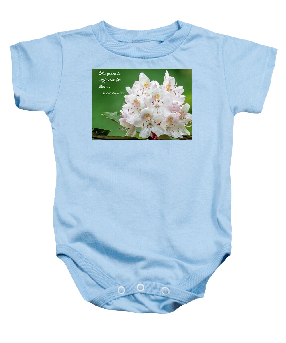 Mountain Laurel Baby Onesie featuring the photograph All Sufficient Grace by Marcy Wielfaert
