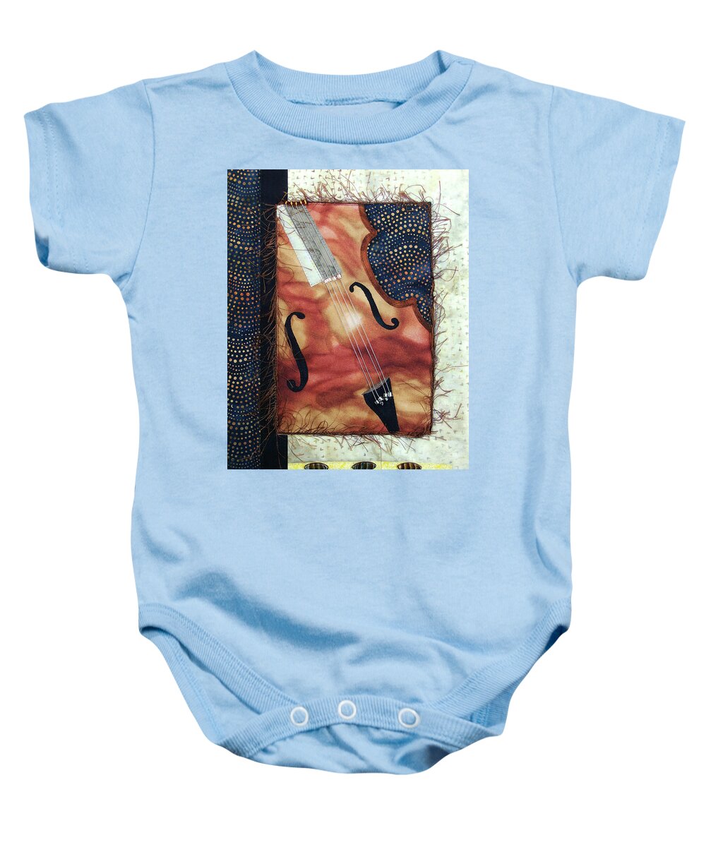 Bass Baby Onesie featuring the tapestry - textile All That Jazz Bass by Pam Geisel