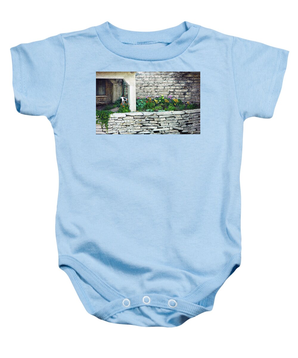Basement River View Baby Onesie featuring the photograph Basement River View by Cyryn Fyrcyd