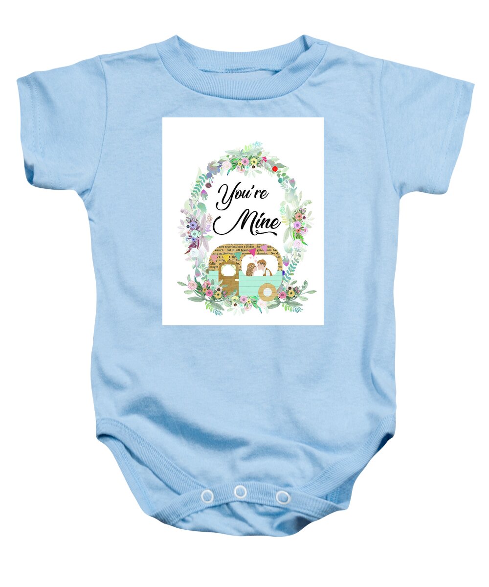 Collage Baby Onesie featuring the mixed media Be In Love by Claudia Schoen