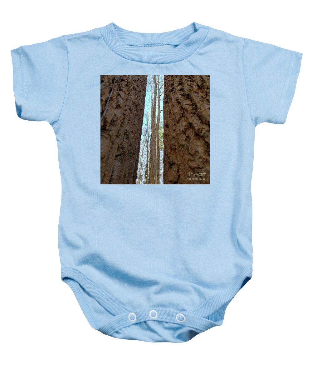Trees Baby Onesie featuring the photograph Between the Trees by Anita Adams