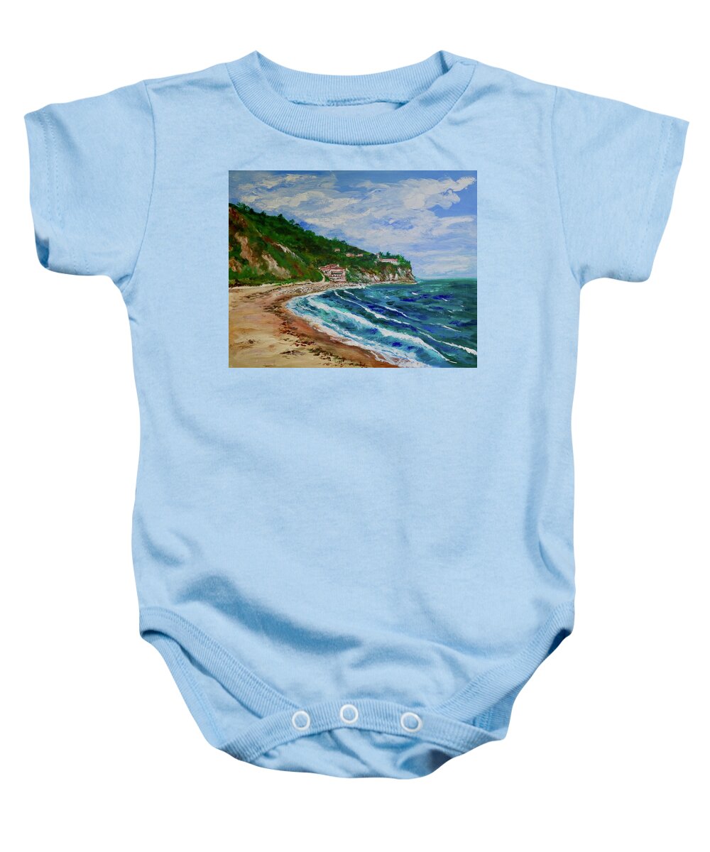 Burnout Beach Baby Onesie featuring the painting Burnout Beach, Redondo Beach California by Tom Roderick