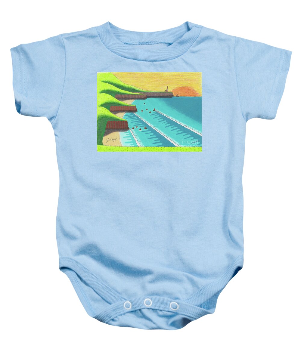 Cliffs Baby Onesie featuring the photograph Cliffside Sunset by John Wiegand