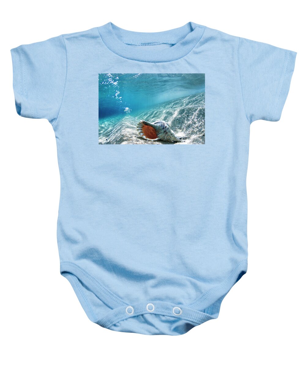  Shell Baby Onesie featuring the photograph Conch Shell Bubbles by Sean Davey