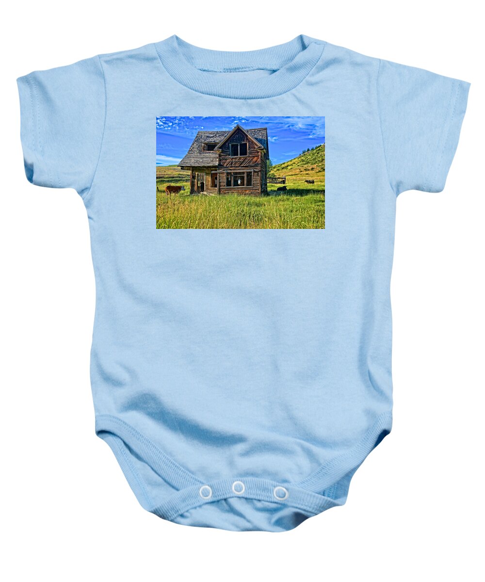 Cow Baby Onesie featuring the photograph Cow House by Ed Broberg