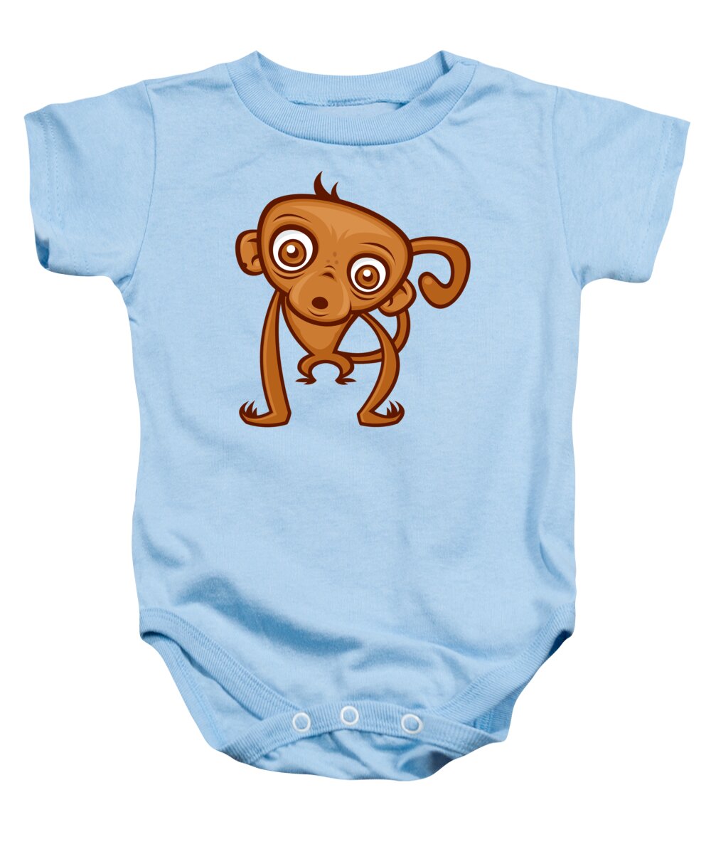 Vector Baby Onesie featuring the digital art Cute Monkey by John Schwegel