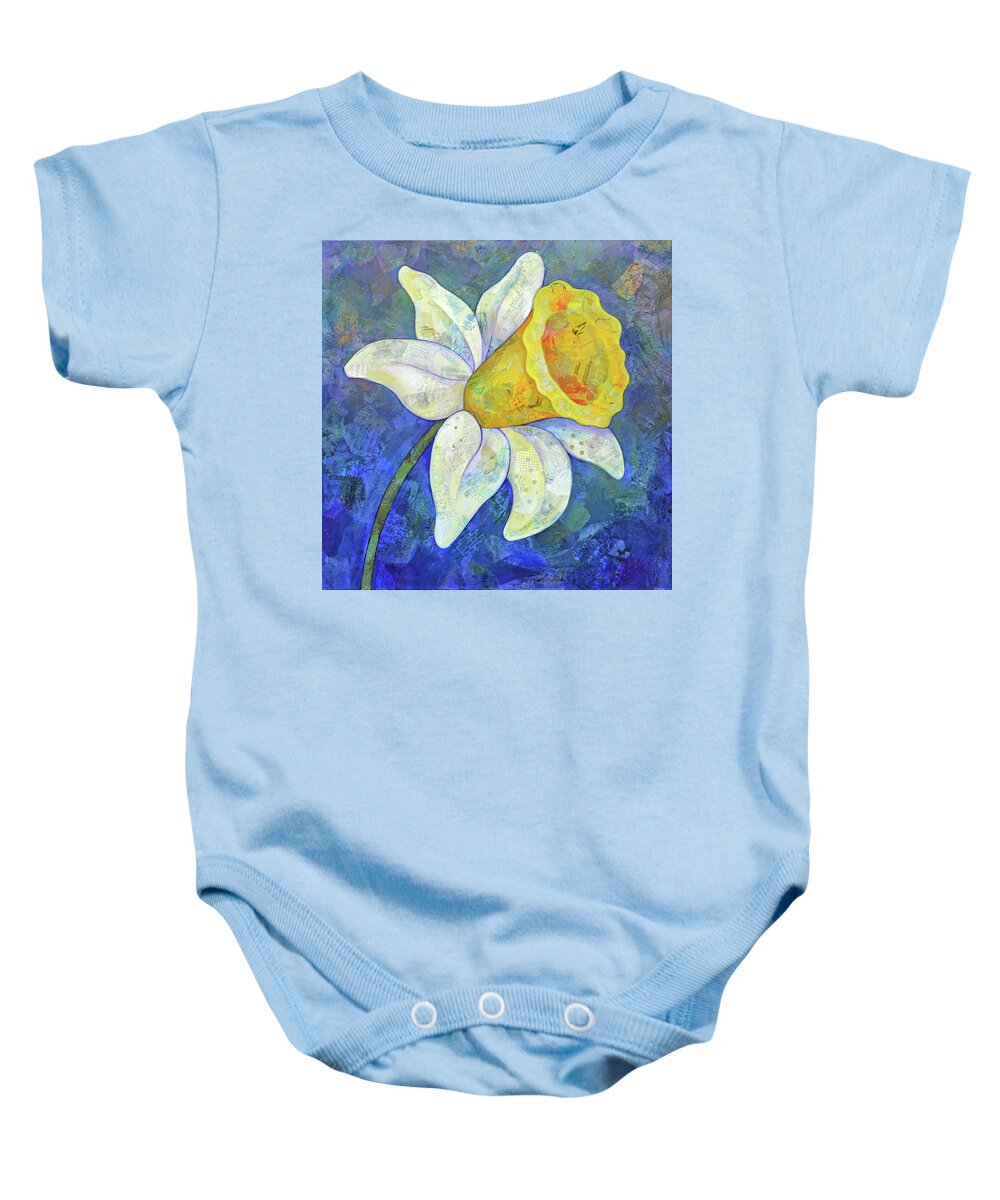 Daffodil Baby Onesie featuring the painting Daffodil Festival I by Shadia Derbyshire