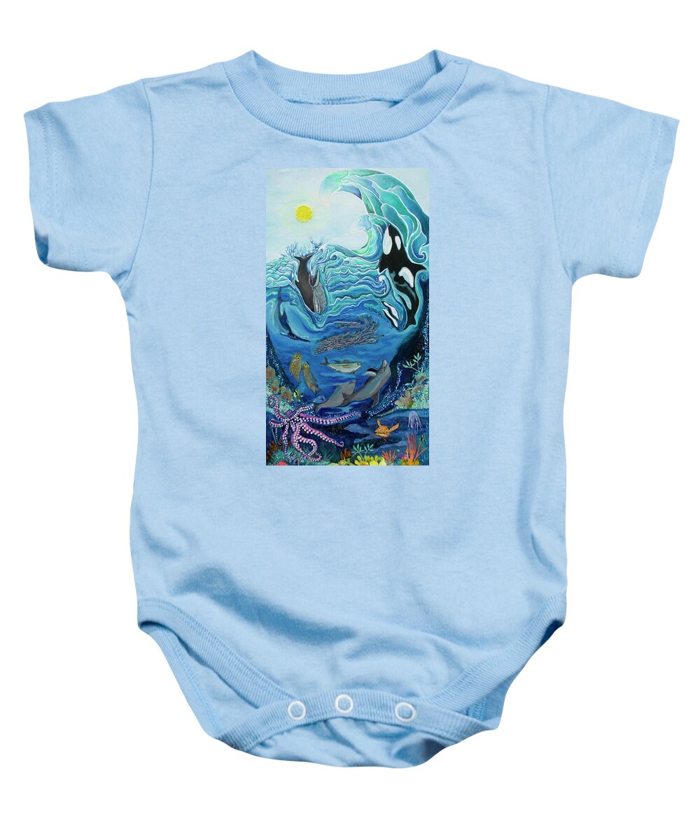 Ocean Baby Onesie featuring the painting Deep Sea Treasures by Patricia Arroyo