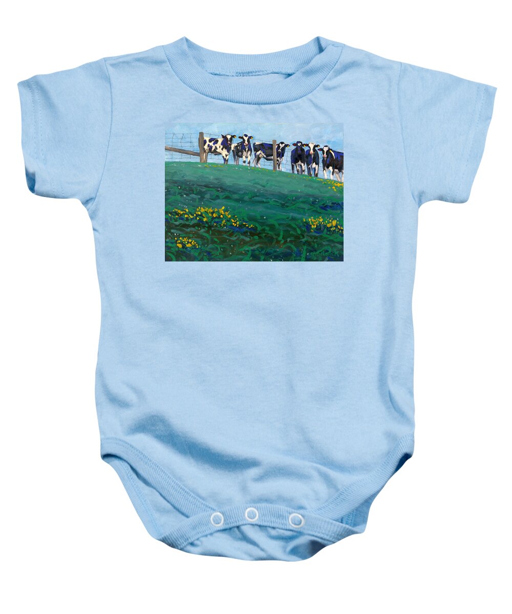 430 Baby Onesie featuring the painting Distant Pastures by Phil Chadwick