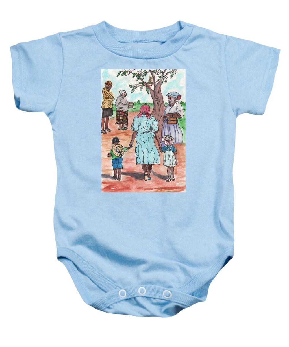 Down The Red Road And Past The Magnolia Tree Baby Onesie featuring the painting Down the Red Road and Past the Magnolia Tree by Philip And Robbie Bracco