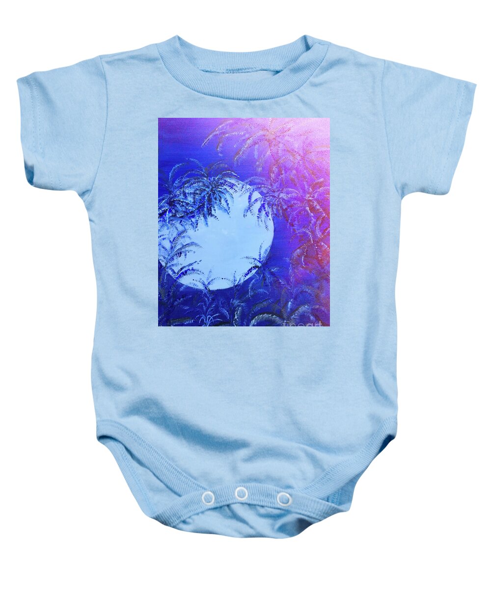 Moon Baby Onesie featuring the painting Dream by the Tropical Moon by Michael Silbaugh