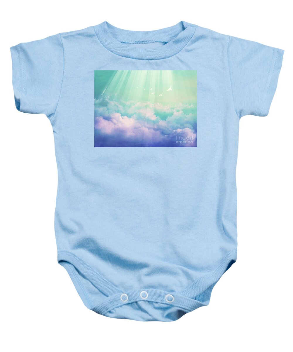 Sky Baby Onesie featuring the painting Father's Everlasting Love by Yoonhee Ko