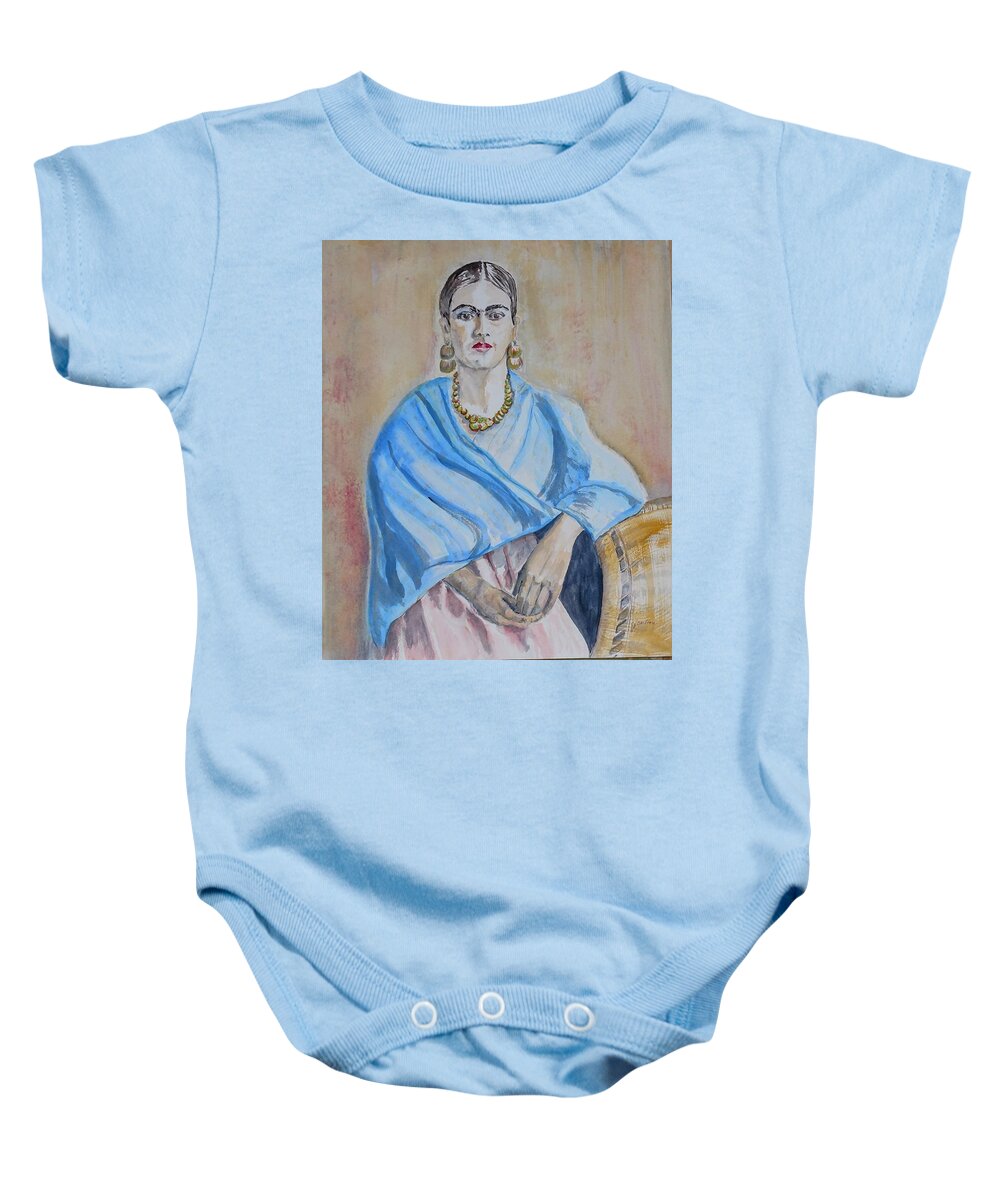 Frida Baby Onesie featuring the painting Frida - Watercolor by Claudette Carlton