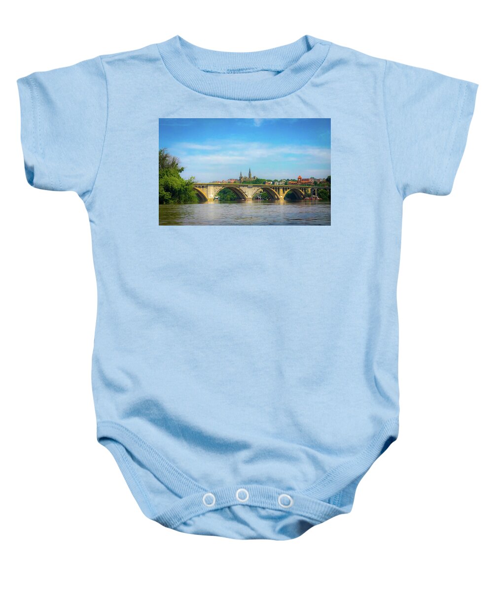 Georgetown Baby Onesie featuring the photograph Georgetown from the Potomac by Lora J Wilson