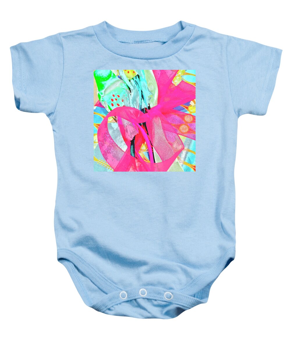 Abstract Baby Onesie featuring the mixed media Gift Wrapped by Alida M Haslett