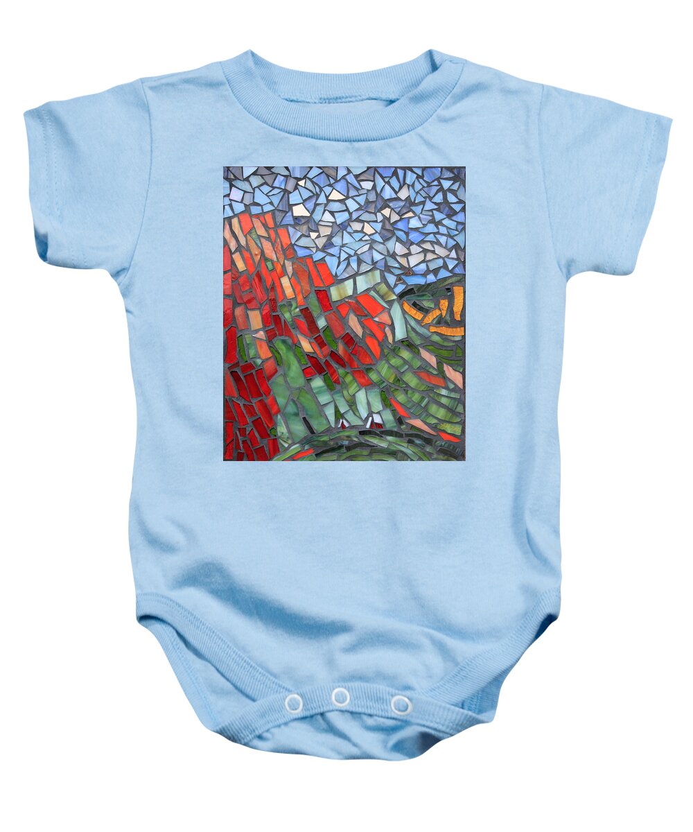 Alaska Baby Onesie featuring the glass art Hatcher Pass Lodge by Annekathrin Hansen