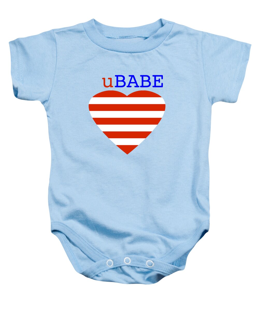 Ubabe Heart Baby Onesie featuring the digital art Hearts and Stripes by Ubabe Style