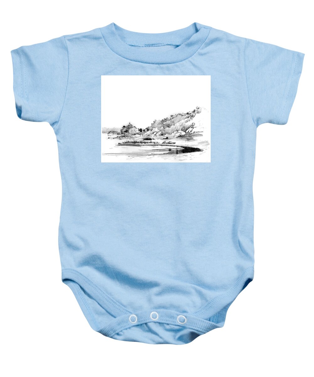Visco Baby Onesie featuring the drawing Hingham Bay by P Anthony Visco