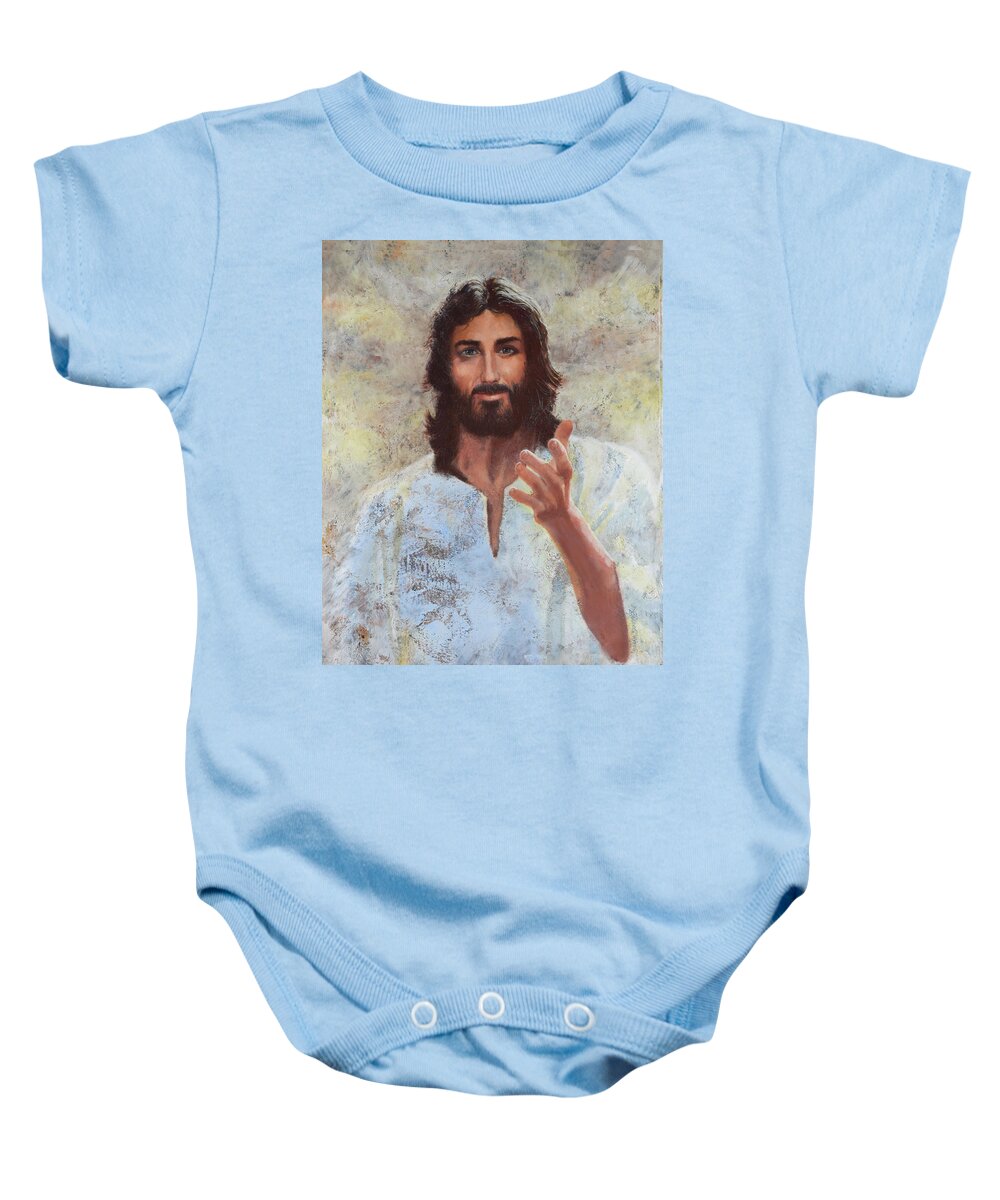 Graham Baby Onesie featuring the painting I am with you always by Graham Braddock